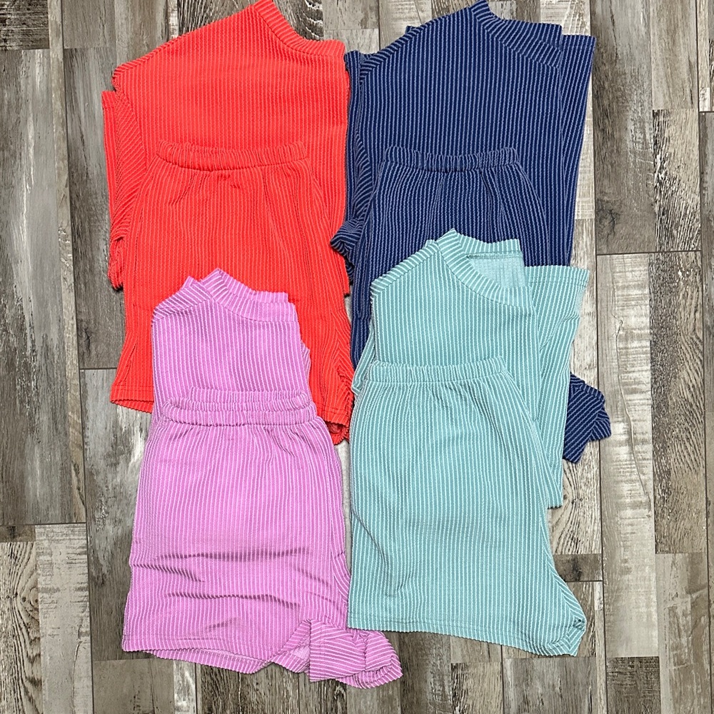 Lot of Colorful Ribbed Knit Loungewear Sets